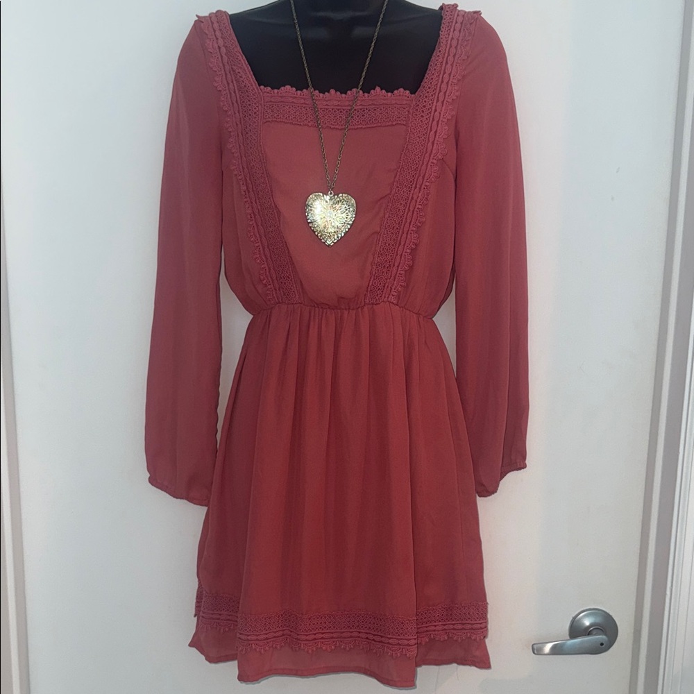 🥀 Dusty Rose Peasant Dress